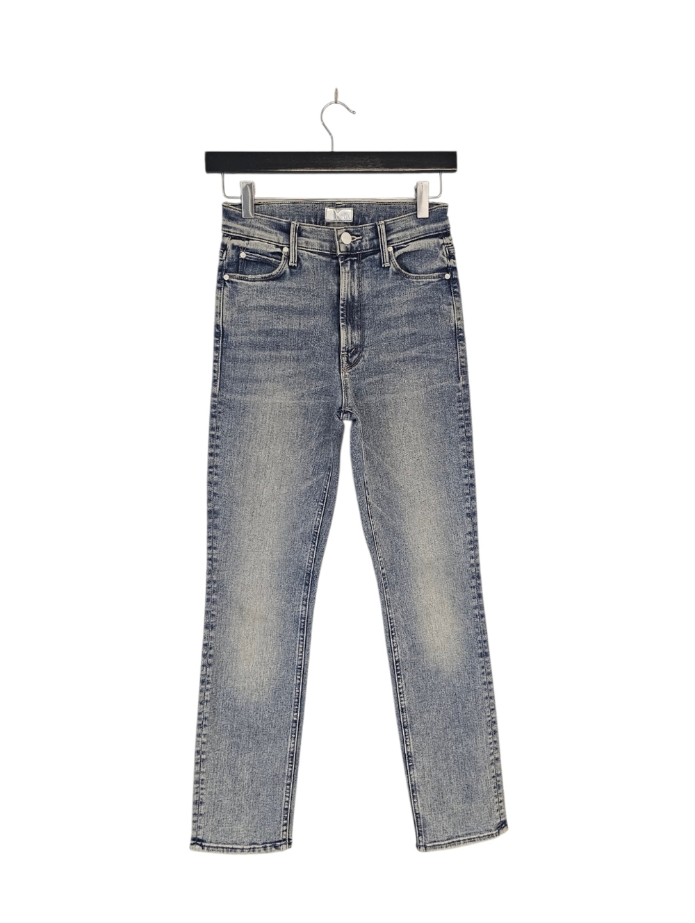 MOTHER The Dazzler High Rise Straight Leg Light Blue Laws Of Attraction Jeans 25